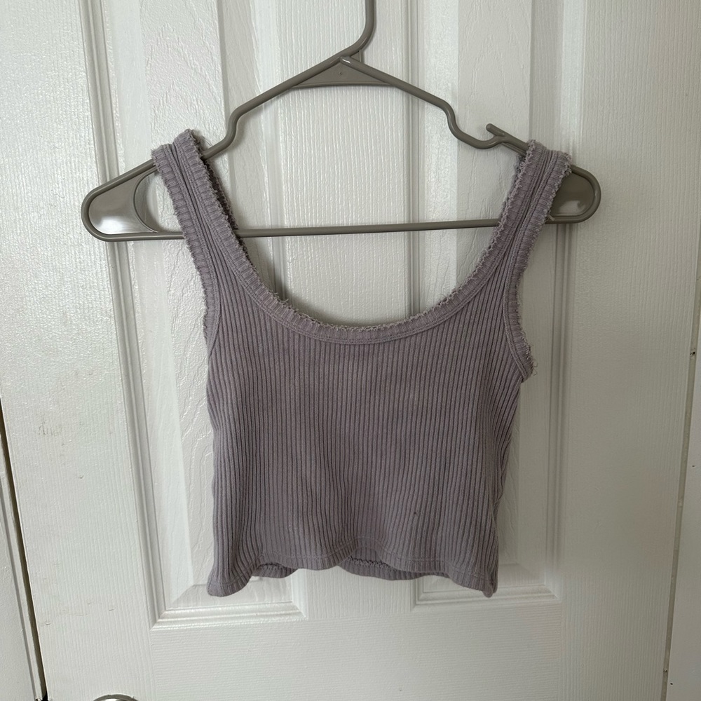 urban outfitters distressed lilac/grey tank top